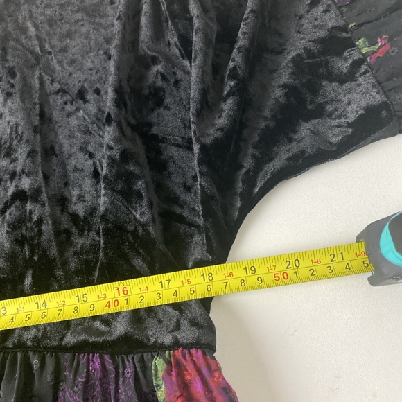 DR2 Whimsigoth Black Floral Burnout Babydoll Velvet Women Top Large V-neck - Picture 11 of 13